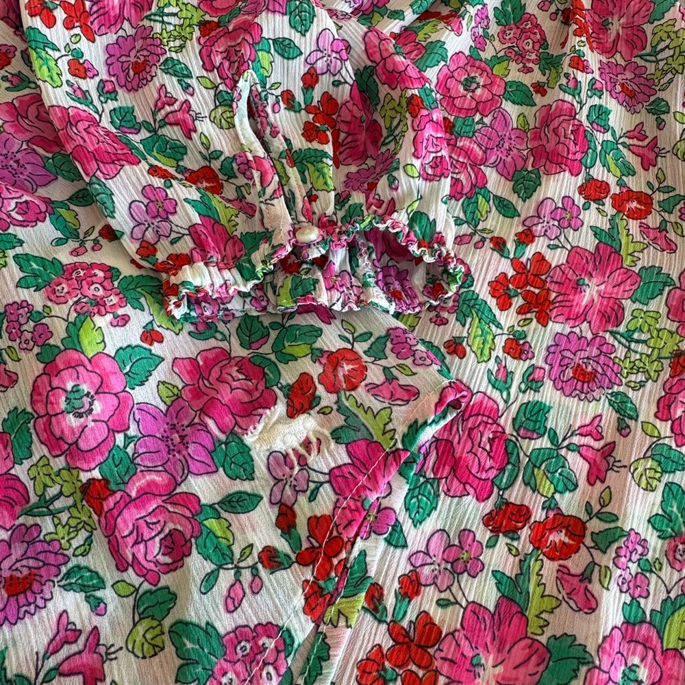 Abercrombie & Fitch Women’s Multicolor Floral 3/4 Sleeved Blouse - Picture 6 of 9